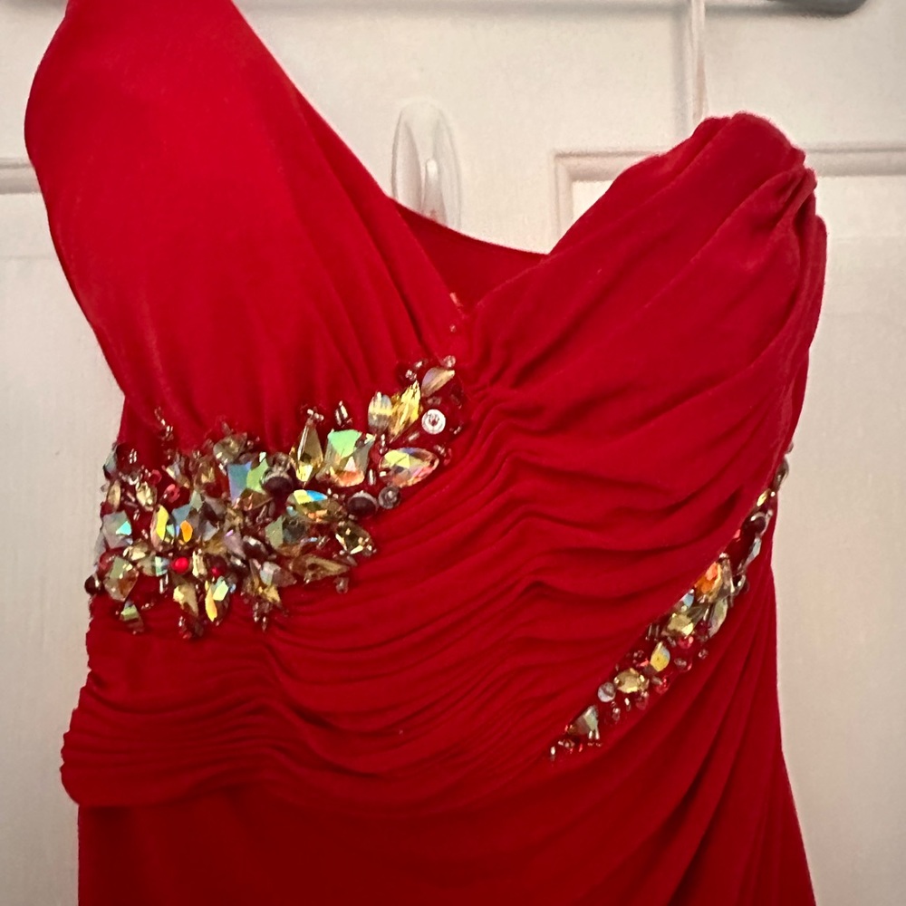 Elegant Red Dress with Embellishments